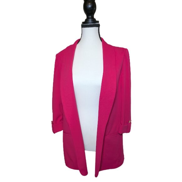 Vintage Y2K Anne Klein Hot Pink Blazer  Shoulder Pad Open Front– Size M - Picture 1 of 11